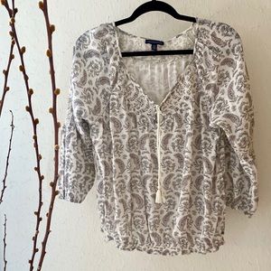 AEO Boho Long Sleeve Paisley Blouse EUC